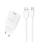 DUDAO USB-A 2.1A 10W wall charger with USB-A - USB-C cable, white