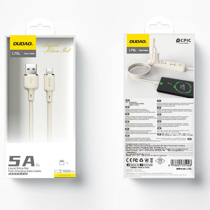 DUDAO Reinforced cable for iPhone SR USB-A - Lightning 5A 1m, beige – image 4