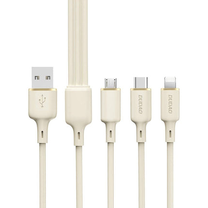 DUDAO 3in1 Cable reinforced cable SR USB-A - USB-C / Lightning / microUSB 66W 1.2m beige