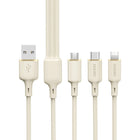 DUDAO 3in1 Cable reinforced cable SR USB-A - USB-C / Lightning / microUSB 66W 1.2m beige