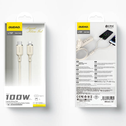 DUDAO 2in1 Cable reinforced cable SR USB-C - USB-C / Lightning 100W 1.2m beige – image 5