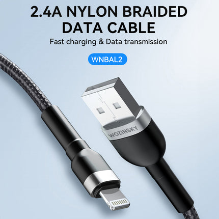WOZINSKY Braided cable for iPhone USB-A - Lightning 2.4A 1m black – image 14