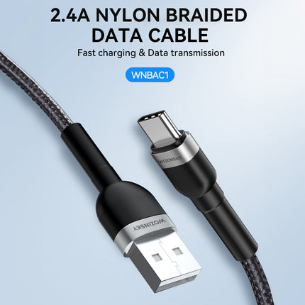 WOZINSKY Braided cable USB-A - USB-C 2.4A 1m black – image 6