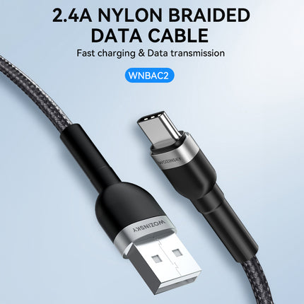 WOZINSKY Braided cable USB-A - USB-C 2.4A 1m black – image 14