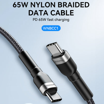 WOZINSKY Braided cable USB-C - USB-C PD 65W 1m black – image 6