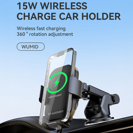 WOZINSKY Phone holder with 15W inductive charger for car dashboard, black – image 5