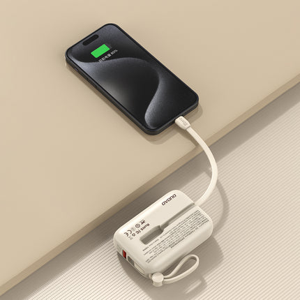DUDAO Powerbank 10000mAh with USB-C / iPhone Lightning cables, beige – image 3