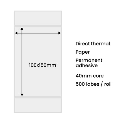 HURTEL Address labels for parcels for thermal printer 100x150mm roll 500pcs white – image 2