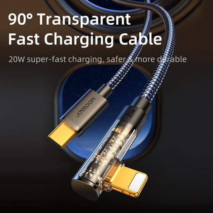 JOYROOM Angled cable for iPhone USB-C - Lightning 20W 480 Mbps 1.2m blue – image 3