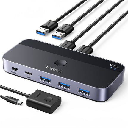 UGREEN 2-in-4 switch for 2 computers USB 3.0 + 2x USB-A cable black