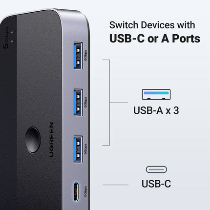 UGREEN 2-in-4 switch for 2 computers USB 3.0 + 2x USB-A cable black – image 3