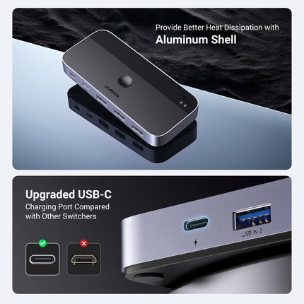 UGREEN 2-in-4 switch for 2 computers USB 3.0 + 2x USB-A cable black – image 4