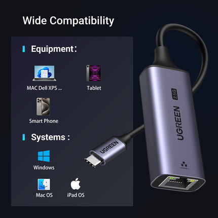 UGREEN Adapter Ethernet USB-C - RJ45 2.5G network card, gray – image 10