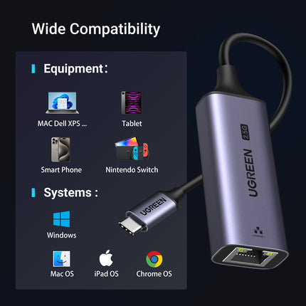 UGREEN Adapter Ethernet USB-C - RJ45 2.5G network card, gray – image 8