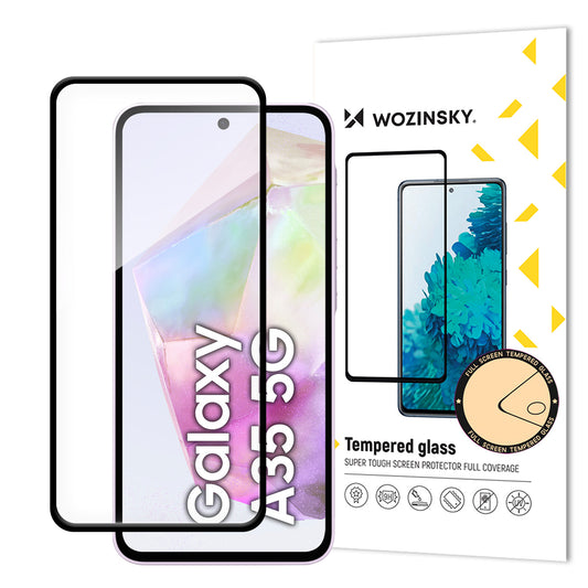 WOZINSKY 9H tempered glass for the Samsung Galaxy A35 screen with a black frame