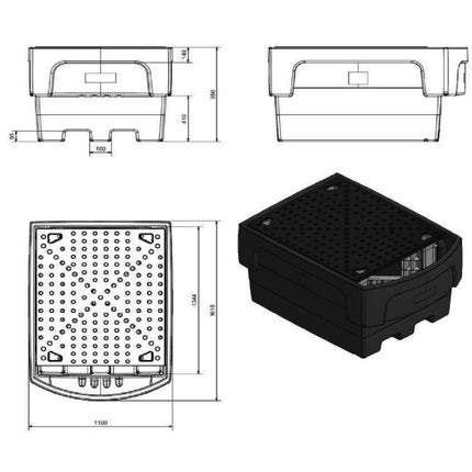 GSG24 Spill tub, base for 1 IBC 1100L tank, plastic PE CEMO 10950 – image 4