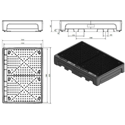 GSG24 Spill bathtub, base for 2 IBC 1100L tanks, plastic PE CEMO 10952 – image 3