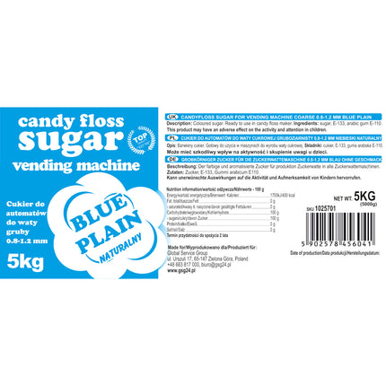 GSG24 Sugar for the cotton candy machine, granulation 0.8-1.2mm, natural flavor BLUE 5kg – image 3
