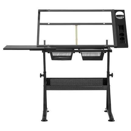 FROMMSTARCK Desk, glass drawing table with drawers for drawing and sketching, 120x60 cm – image 2