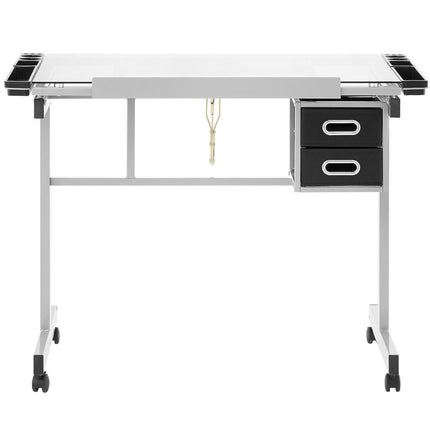 FROMMSTARCK Desk, mobile glass drawing table with drawers for drawing and sketching, 104x60 cm – image 4