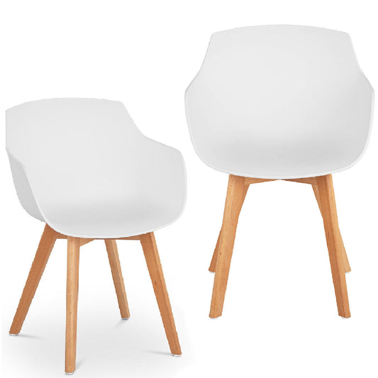 FROMMSTARCK bucket chair Scandinavian plastic with wooden legs up to 150 kg 2 pcs white