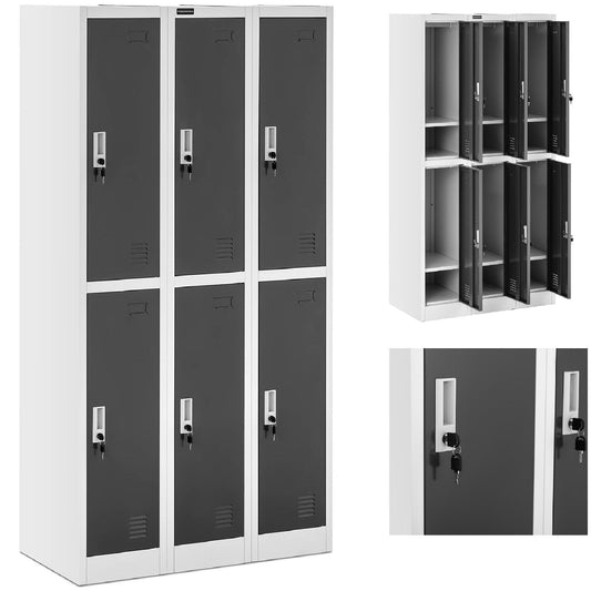 FROMMSTARCK Clock box with social metal storage closet 6 lockers for keys