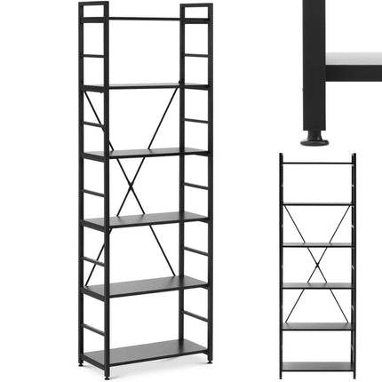 FROMMSTARCK Loft bookcase with steel frame 28 x 60 x 182 cm black