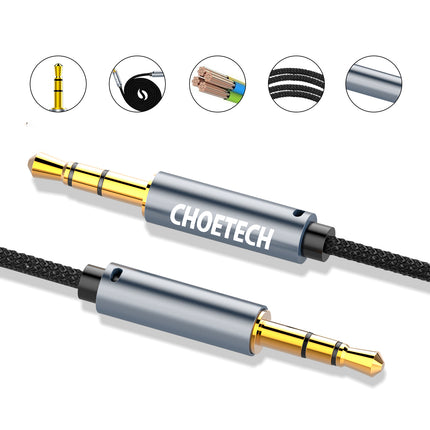 CHOETECH AUX audio cable for speaker 2x mini jack 3.5mm male 1.2m - black – image 4