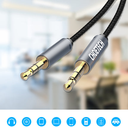 CHOETECH AUX audio cable for speaker 2x mini jack 3.5mm male 1.2m - black – image 6