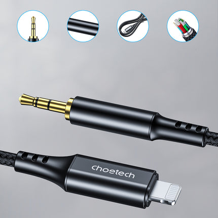 CHOETECH iPhone Lighting AUX audio cable - mini jack 3.5mm 1 m - black – image 3