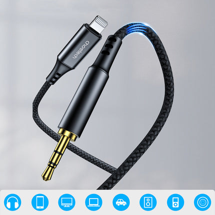 CHOETECH iPhone Lighting AUX audio cable - mini jack 3.5mm 1 m - black – image 8