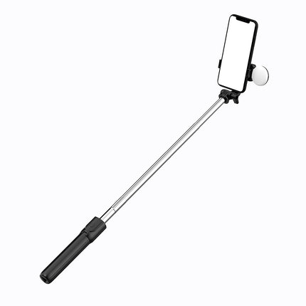 HURTEL Telescopic selfie stick with remote control + LED light, tripod stand for phone 0.71 m - black