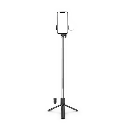 HURTEL Telescopic selfie stick with remote control + LED light, tripod stand for phone 0.71 m - black – image 3