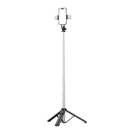 HURTEL Telescopic selfie stick with remote control + LED light, tripod stand for phone 0.71 m - black – image 12