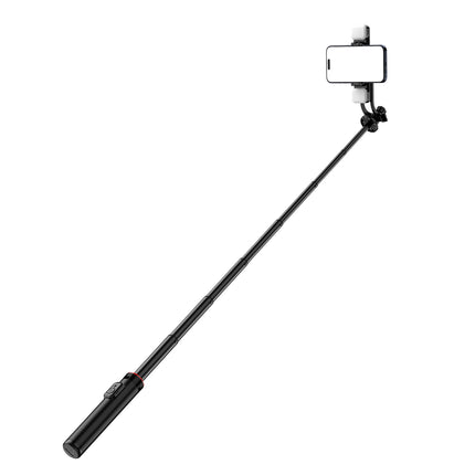 HURTEL Telescopic selfie stick with remote control + 2x LED light tripod stand for phone 1.3m aluminum - black – image 2