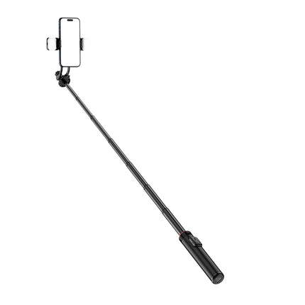 HURTEL Telescopic selfie stick with remote control + 2x LED light tripod stand for phone 1.3m aluminum - black – image 4