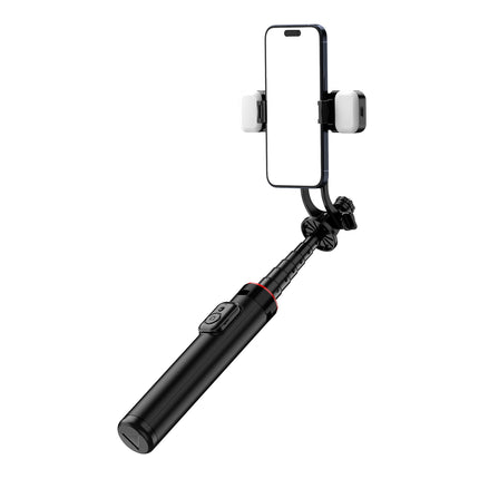 HURTEL Telescopic selfie stick with remote control + 2x LED light tripod stand for phone 1.3m aluminum - black – image 7