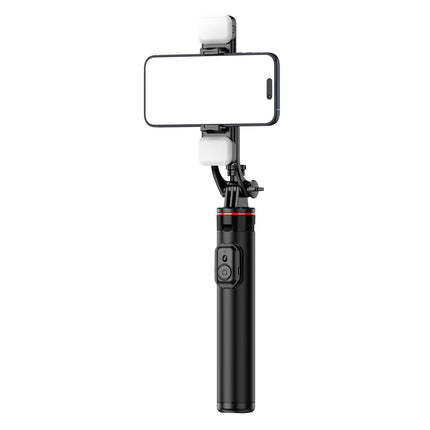 HURTEL Telescopic selfie stick with remote control + 2x LED light tripod stand for phone 1.3m aluminum - black – image 9