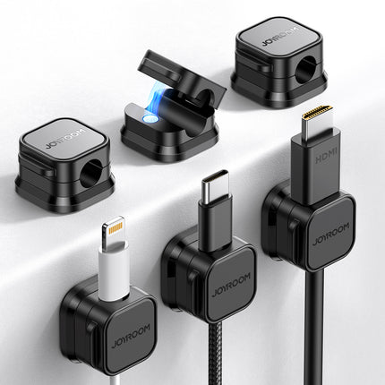 JOYROOM Organizer cable holder, magnetic, self-adhesive, SET of 6 pcs. - black