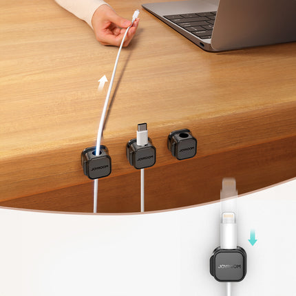 JOYROOM Organizer cable holder, magnetic, self-adhesive, SET of 6 pcs. - black – image 2