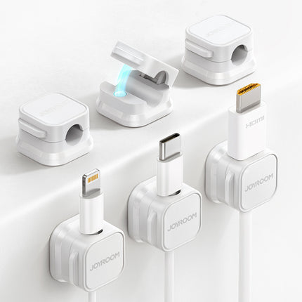 JOYROOM Organizer cable holder, magnetic, self-adhesive, SET of 6 pcs. - white