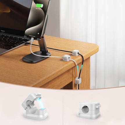JOYROOM Organizer cable holder, magnetic, self-adhesive, SET of 6 pcs. - white – image 8