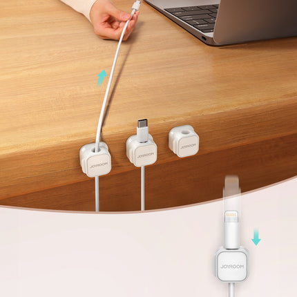 JOYROOM Organizer cable holder, magnetic, self-adhesive, SET of 6 pcs. - white – image 9