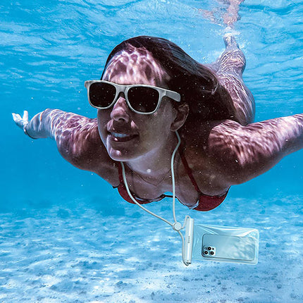 BASEUS Waterproof case for a 7.2'' phone with a cylindrical IPX8 AquaGlide clasp - white – image 7