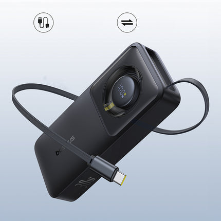 BASEUS 10000mAh 30W Powerbank with USB-C port and Free2Pull USB-C retractable cable - black – image 6
