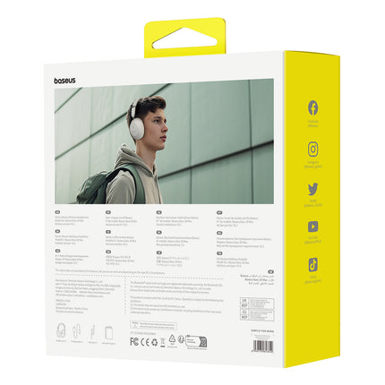 BASEUS Bass 30 Max Bluetooth 5.3 wireless on-ear headphones - white – image 8