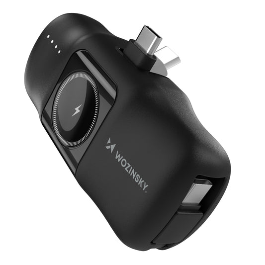 WOZINSKY Mini powerbank 5000mAh 15W USB-C and Apple Watch charger - black