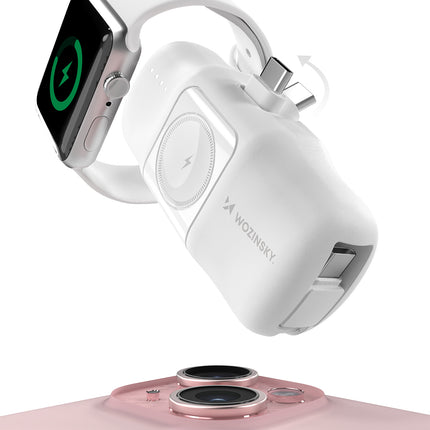 WOZINSKY Mini powerbank 5000mAh 15W USB-C and Apple Watch charger - white – image 4