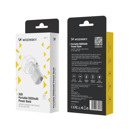 WOZINSKY Mini powerbank 5000mAh 15W USB-C and Apple Watch charger - white – image 6