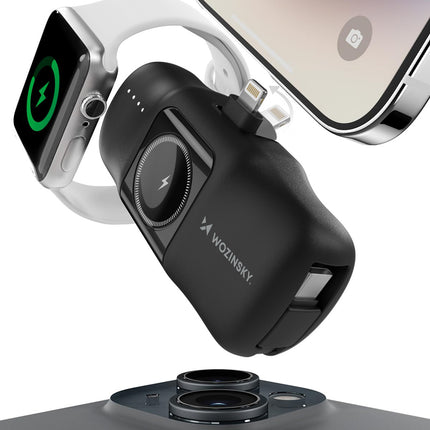 WOZINSKY Mini powerbank 5000mAh 15W iPhone Lightning and Apple Watch charger - black – image 4